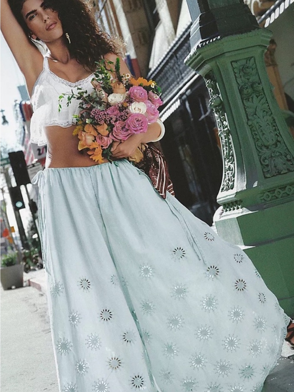 Free People sweet serenade pull on wide leg pant/mermaid
